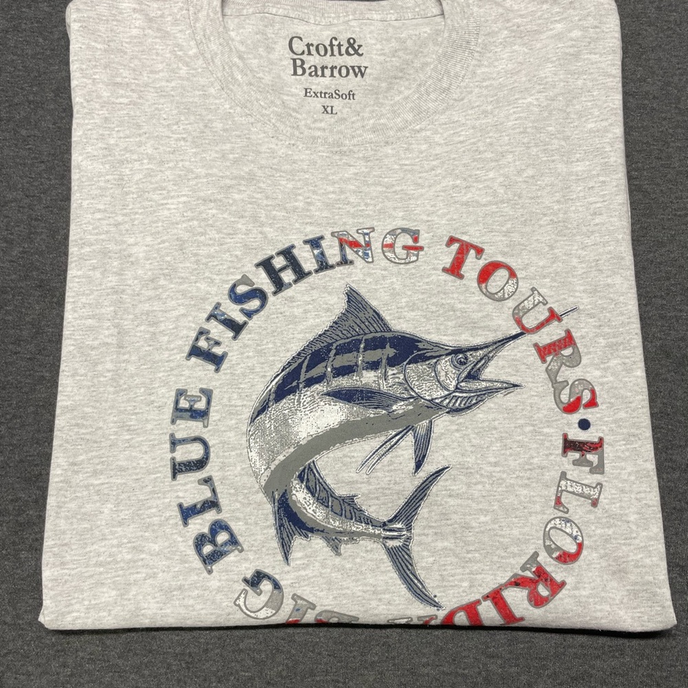 Croft & Barrow Gray Fishing Graphic Tee